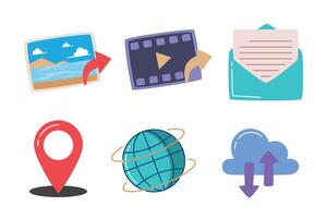 Flat digital icons for communication and data vector