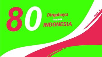 Creative design showing number 80 Dirgahayu Republik Indonesia with modern red and green theme video