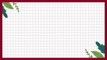 Simple red white frame background template with leaf corner decoration for Indonesia independence project video