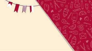 Simple graphic showing Indonesian red white flag with background doodles of traditional independence symbols video