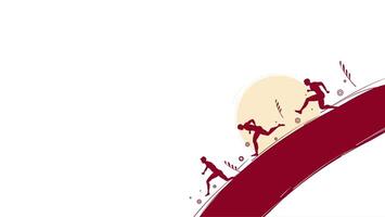 Silhouette illustration of people running up hill with sun rising symbolizing Indonesia independence and determination video