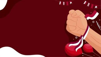 raised fist tied with red white ribbon symbolizing Indonesian independence spirit strength and courage video