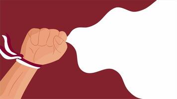 raised fist with tied red white ribbon symbolizing fight for Indonesian freedom and unity video