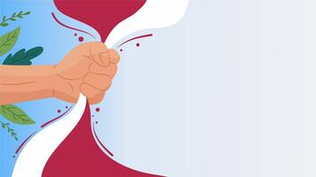 Dynamic motion of hand tearing flag background with blue white red blend video
