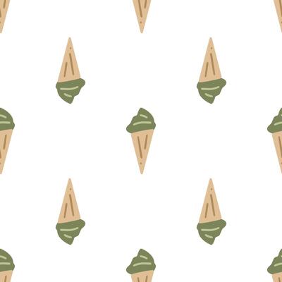 Seamless Matcha Ice Cream Pattern