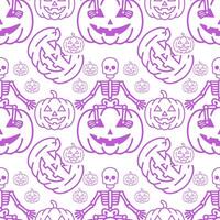A halloween pattern with skeletons and pumpkins vector