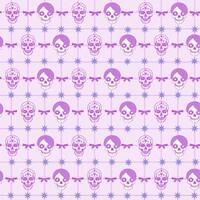 Halloween pattern with squares and skulls, perfect for wrapping paper during festivals. vector
