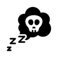 Nightmares while sleeping. Skull in thought bubble with Zzz vector