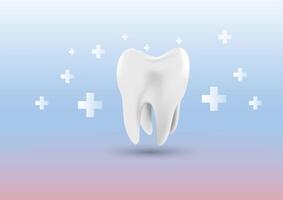 Dental health illustration with a tooth at the center, surrounded by medical icons on a light blue background vector