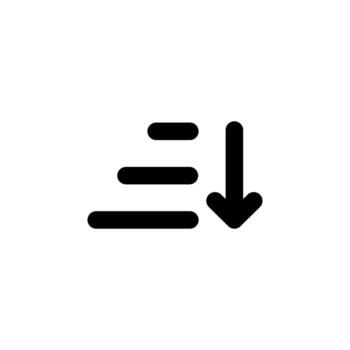 Sort Descending Solid Icon for Data Table vector