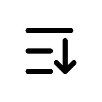 Sort Descending Solid Icon for Interface Design vector