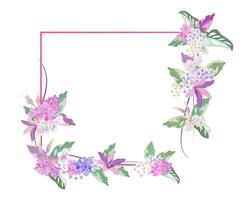blossom floral frame with creeping leave isolated on white background vector