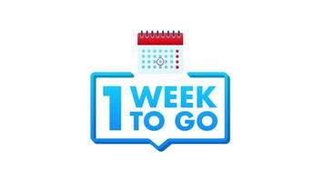 One Week to Go Countdown with Calendar Isolated on White and Green Screen video