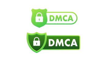 DMCA Protection Shield with Lock Icon Animation on White and Blue Background video