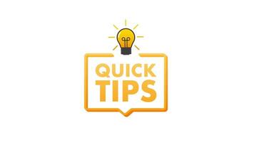 Quick Tips Animated Icon on White and Green Screen Background video