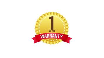 Golden round warranty seal with red ribbon, useful for e commerce promotion video