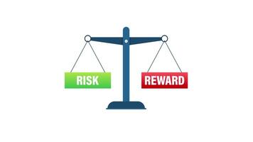 Balancing risk and reward on a scale, with variations on white and green screen video