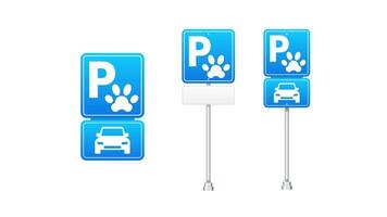 Pet Friendly Parking Sign Variations on White and Green Screen Backgrounds video