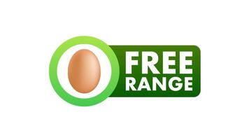 Free range eggs logo animation on white and blue background video