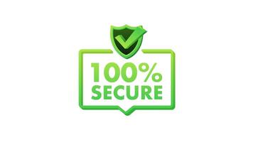 Secure transaction concept with check mark and shield icons video