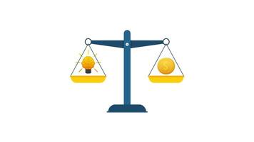 Balance scale weighing an idea and money video