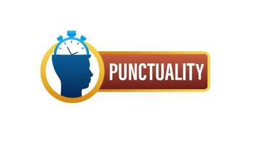 Punctuality concept with chronometer and human head on white and green screen video