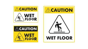 Wet Floor Caution Signs on White and Green Screen Background video