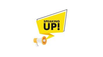 Animated megaphone with speech bubble on white and green screen background video