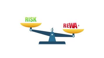 Balancing risk and reward on a scale, with green screen options video