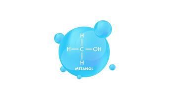 Methanol Chemical Formula Rotating Molecule with Alpha Channel and White Background video