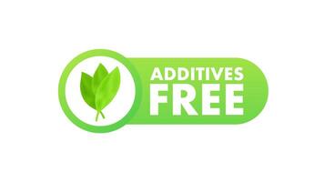 Additives free green rounded rectangle label with leaves video