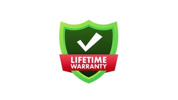 Lifetime Warranty Shield with Check Mark on White and Blue Background video