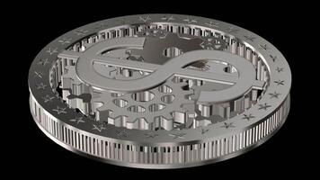 Finance, Dollar Coin Mechanism in Full Rotation, Alpha Channel, Looped, Money, Currency video
