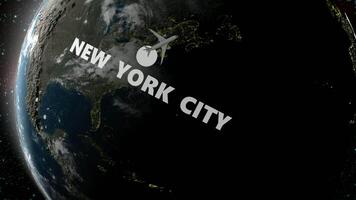 Airplane Flight from New York to Paris, Space, Earth, 3D Render video