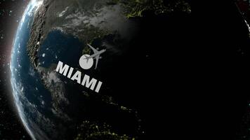 Airplane Flight from Miami to Zurich, Space, Earth, 3D Render video