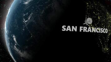Airplane Flight from San Francisco to Sydney, Space, Earth, 3D Render video