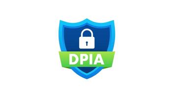 DPIA compliance shield icon with white and green screen background video