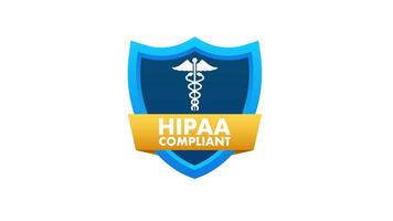 HIPAA and HI compliant golden and blue shield on white and green screen video