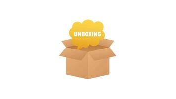 Unboxing surprise animation on white and green screen video