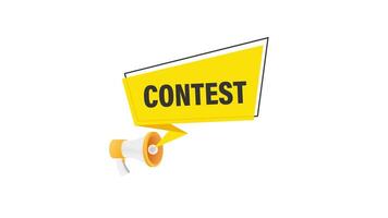 Megaphone Announcing Contest with Yellow Speech Bubble on White and Green Screen video