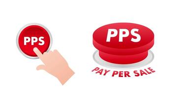 Finger pressing pay per sale button animation on white and green screen video