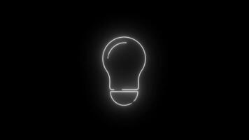 Neon bulb Icon Animation Black Background video