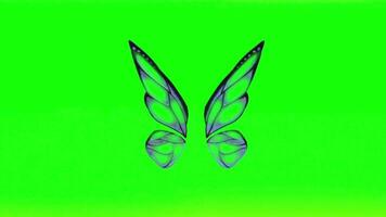 Animated Fairy Wings with Gradient Purple Veins Set Against a Vibrant Green Screen for Chroma Key Compositing for Digital Media Projects video