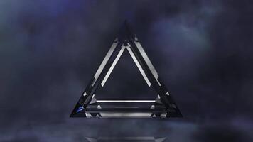 Glowing Glass Triangle in Atmospheric Fog video