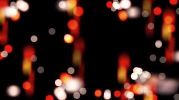 Abstract Bokeh Lights Overlay on Black Background with Red Gold and White Colors Featuring Circular Shapes in a Defocused Style for Festive Designs video