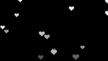 Floating White Hearts on Black Background Animation video