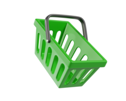 Green empty Shopping Cart from a supermarket for shopping. Shopping Basket, Shopping bag, 3d rendering of the icon png