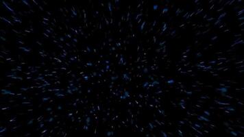 abstrakt blå partiklar rörelse effekt på svart bakgrund för digital design och Plats tema med hastighet och glans video