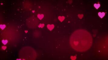 Floating Pink and Red Hearts Romantic Motion Background video