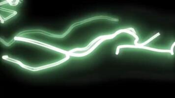 Abstract Light Painting of Green Light Trails on Black Background Motion and Energy and Futuristic Design on Dark Backdrop video